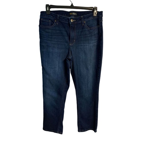 Lee Women's Denim Regular Fit Mid Rise Dark Wash Straight Leg Blue Jeans Sz W 34 - Picture 1 of 5